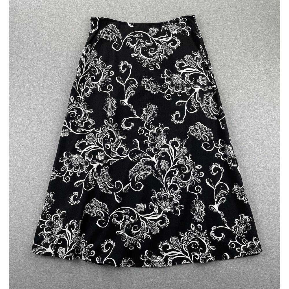 y2k Paisley Floral Fairy Grunge Maxi Skirt Size 10 Black White Boho Hippie Prep